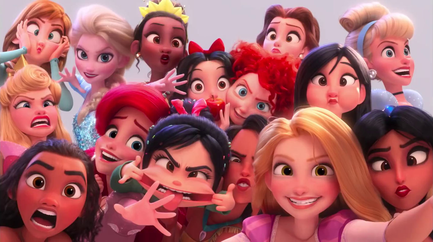 As princesas da Disney e Vanellope em Wifi Ralph